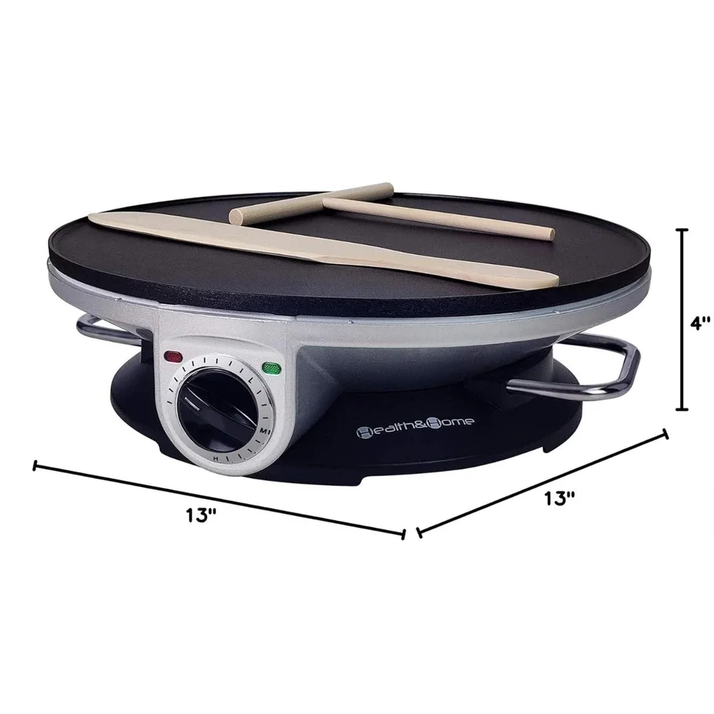 Health and Home Crepe Maker - 13 Inch Crepe Maker & Electric Griddle & Non-stick